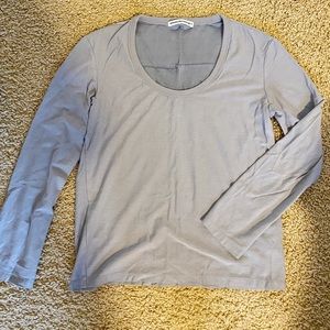 Alexander Wang plaited jersey long sleeve tee XS storm blue gray grey
